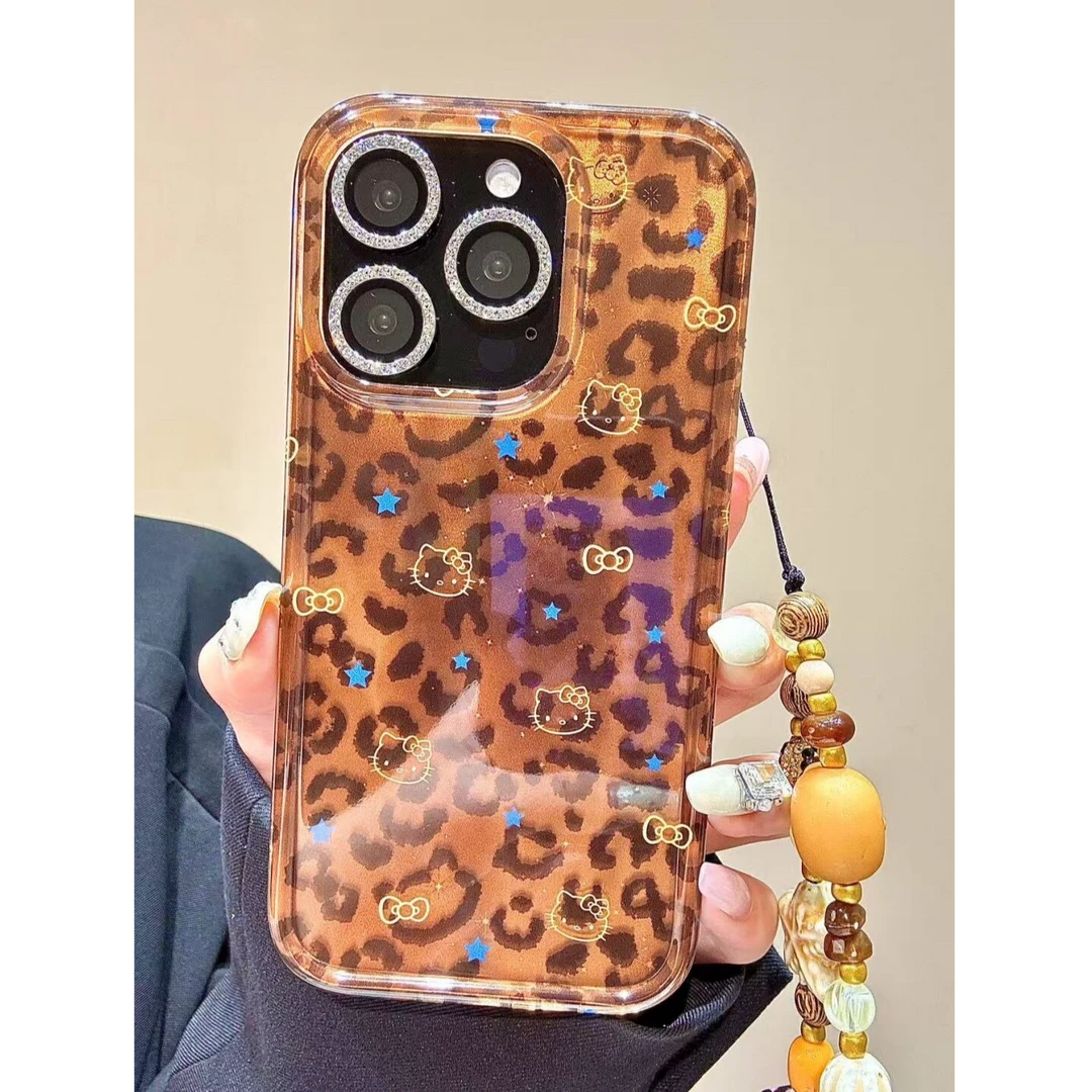 豹纹kt猫适用iPhone16promax手机壳苹果15新款14防摔13/12/11软女