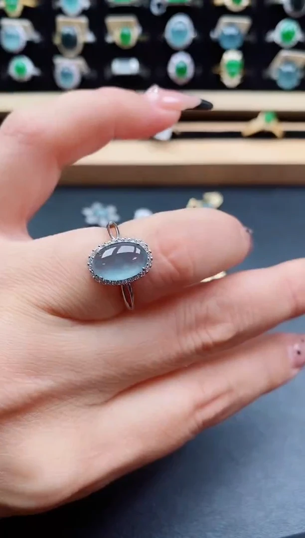 银S925镶嵌戒指翡翠1