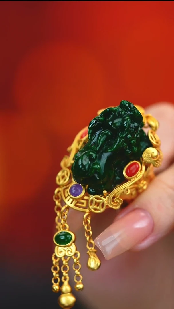 银S925镶嵌戒指翡翠新款