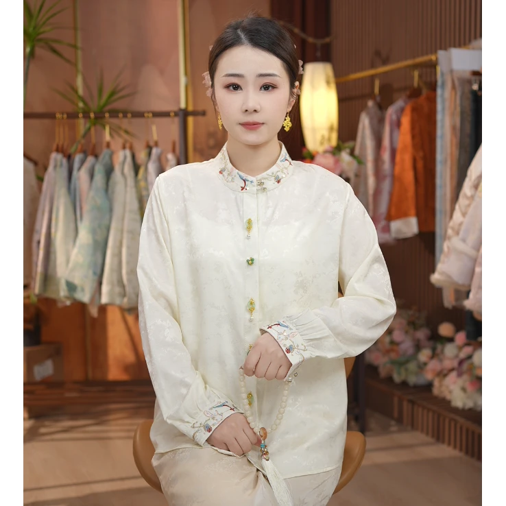 《 月鸣-衬衫》新中式提花复古国风休闲百搭透气衬衫