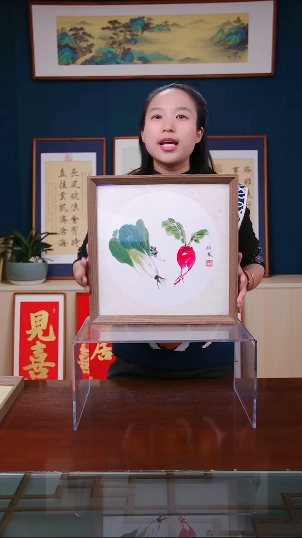 【闪购商品】国画作品 白菜 百财 ，尺寸 35*35