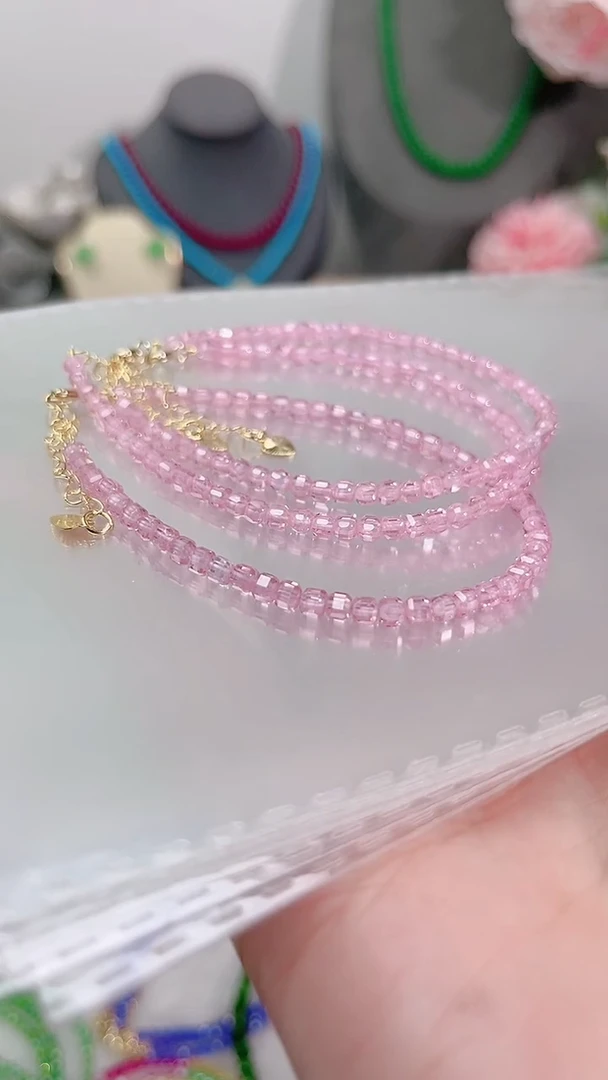 银S925镶嵌托帕石手链粉方49