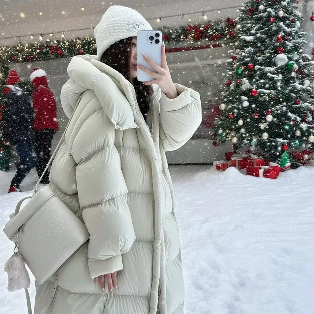 新款鹅绒羽绒服时尚高腰加厚女韩版秋冬连帽中长款28-2