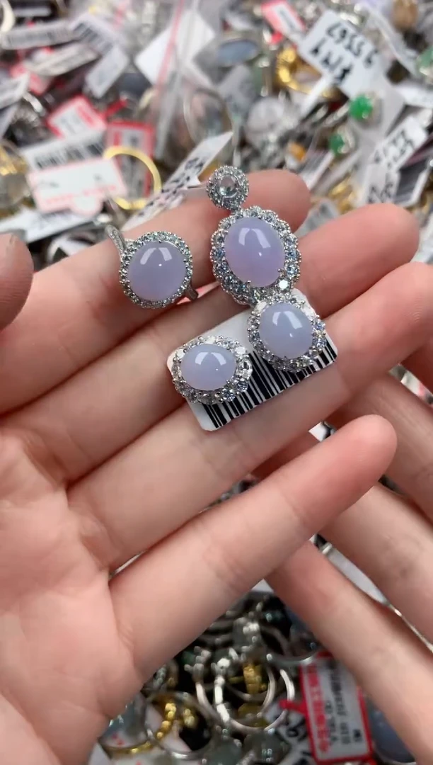 银S925镶嵌戒指翡翠666---2