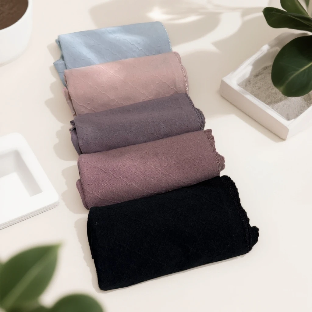 4112菱格纹花边纯棉内裤女抗菌透气竖纹提花中腰三角裤【5条装】