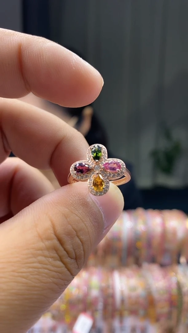 【闪购商品】碧玺戒指银S925镶嵌455435435434