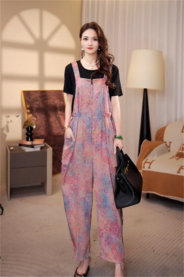 高端品质[提蓝]新款时尚洋气设计款休闲背带裤大码套装-1041