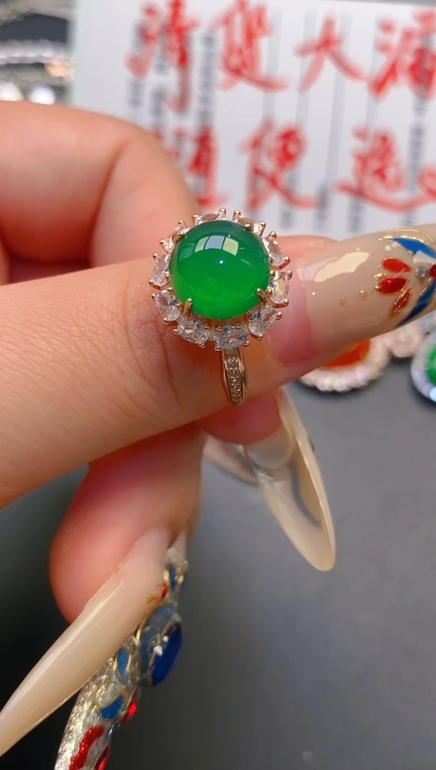 【闪购商品】翡翠耳饰银S925镶嵌天然A货翡翠1