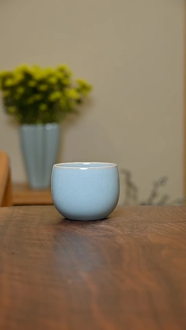 暖心杯 天青 微瑕 朱法喜款