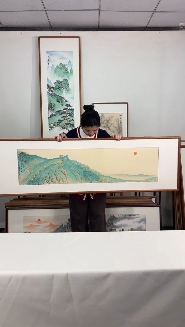 国画手绘*山亭朝晖*52*172cm