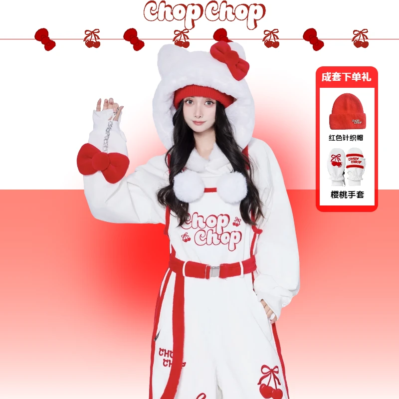CHOP CHOP【樱桃奶芙】26雪季新品毛毛樱桃动漫3L全压胶滑雪服女款