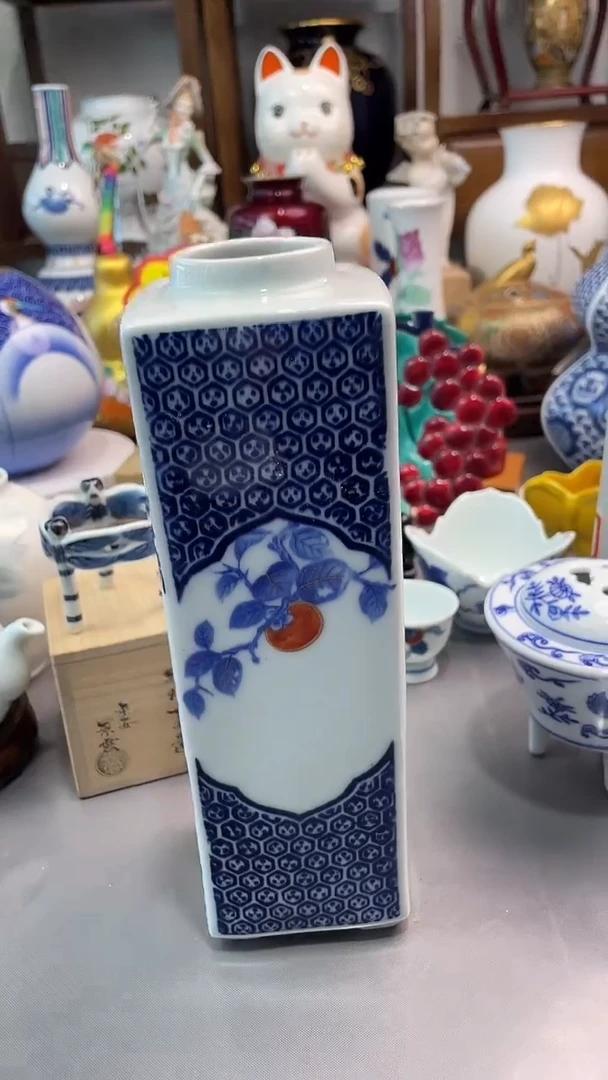 瓷片柴烧青花花瓶