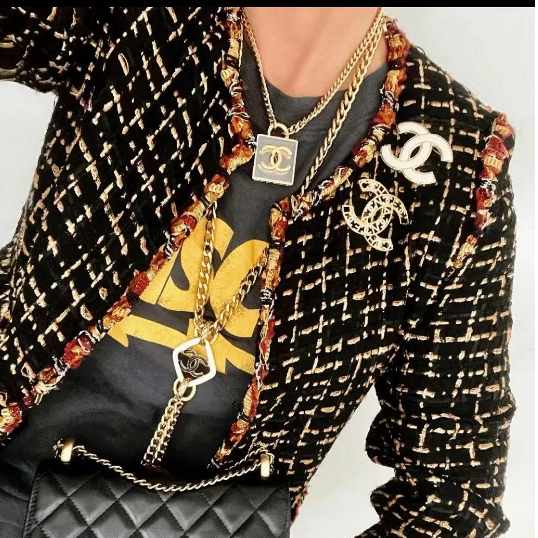 95新 Chanel/香奈儿 秀款黑金编织外套/F38/编号8249