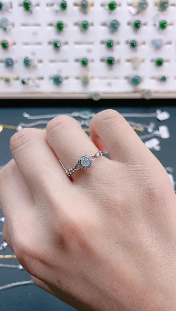 【闪购商品】翡翠戒指银S925镶嵌天然翡翠