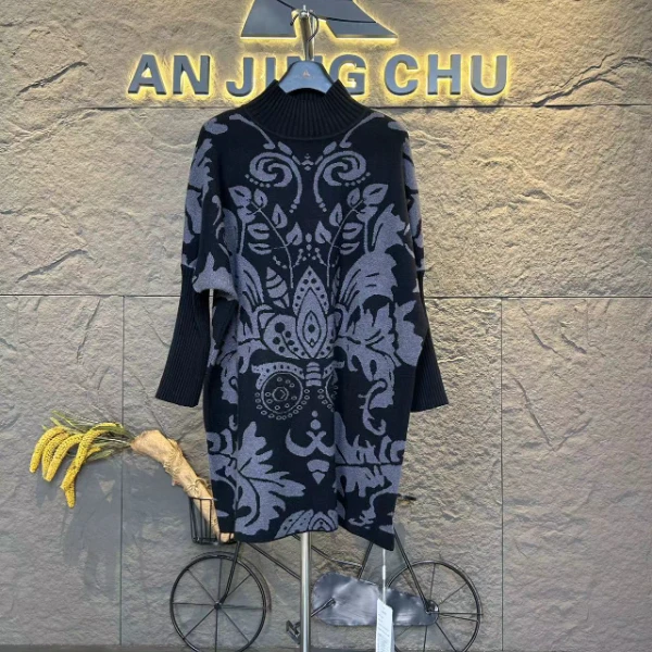 21  加厚保暖秋冬必备时尚上档次洋气中长款毛衣上衣-