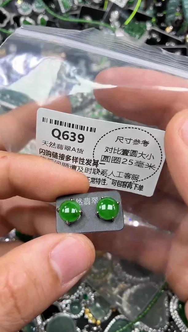 颈饰未镶嵌翡翠Q639耳钉