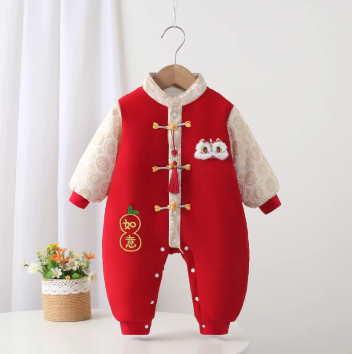 婴幼儿可爱休闲百搭款式百搭宝宝衣服外出如意葫芦立领棉哈衣