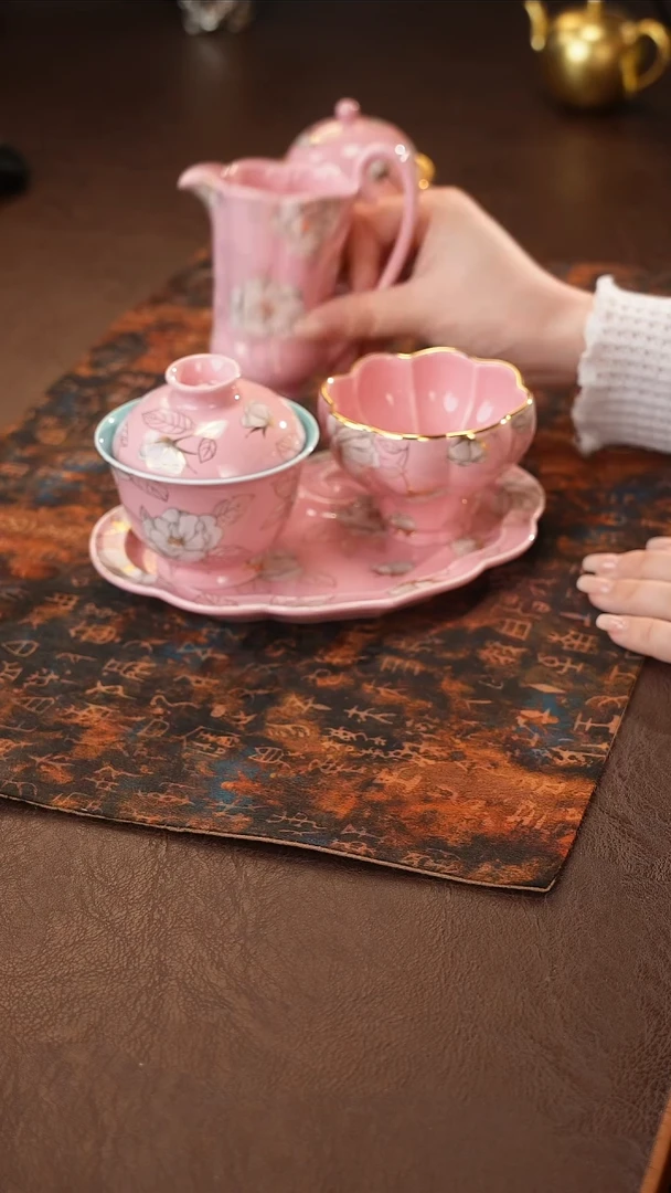 茶杯紫砂【宜景窑桃夭粉系列】盖碗