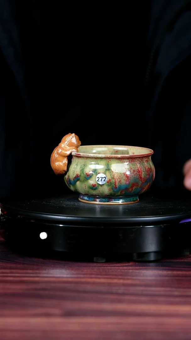 272#盼龙窑一级品原矿钧瓷小猫杯