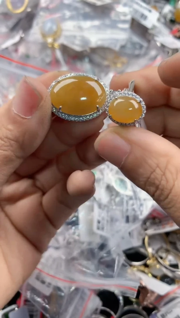 银S925镶嵌戒指翡翠17-17-17       10