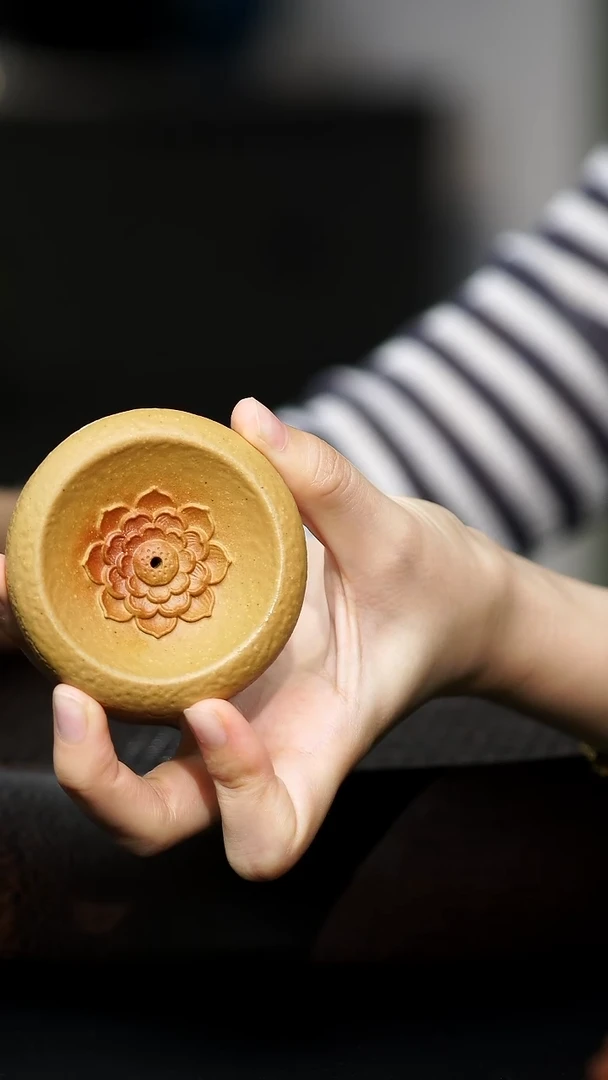 紫砂段泥莲花香插