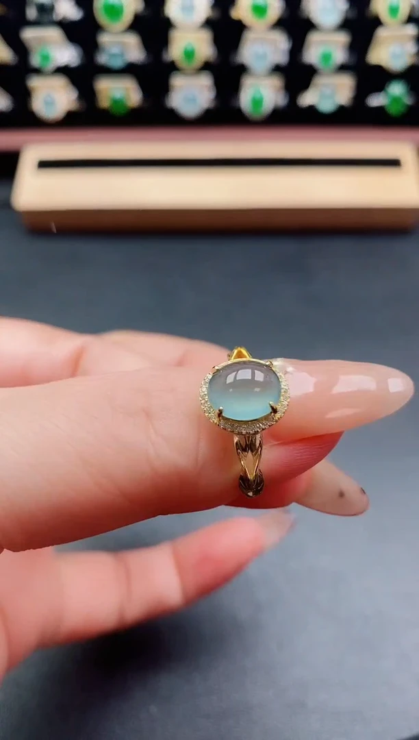 银S925镶嵌戒指翡翠1