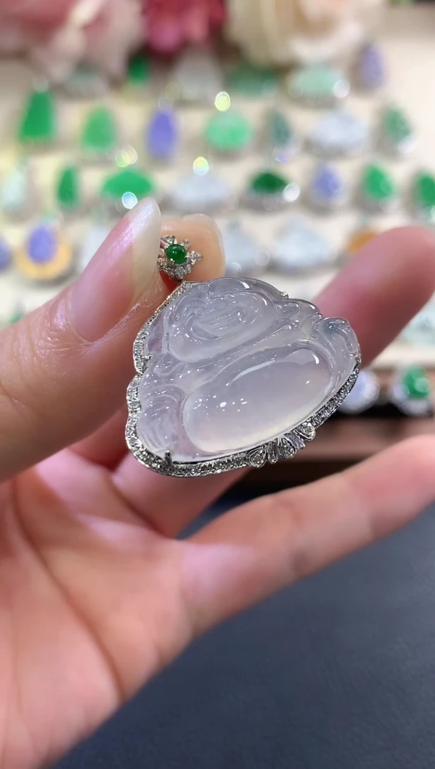 吊坠(不含链)18K金镶嵌翡翠b103