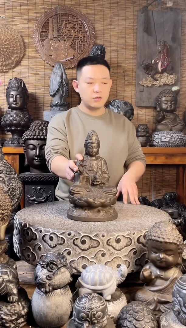 【闪购商品】30坐佛观音天然青石雕刻