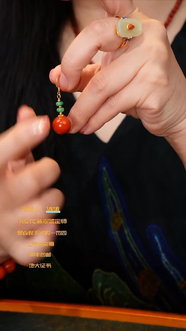 南红玛瑙银S925镶嵌耳饰耳饰一对