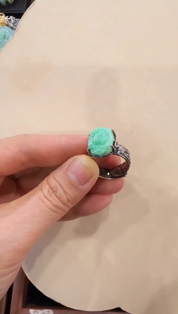 【闪购商品】翡翠戒指银S925镶嵌国风