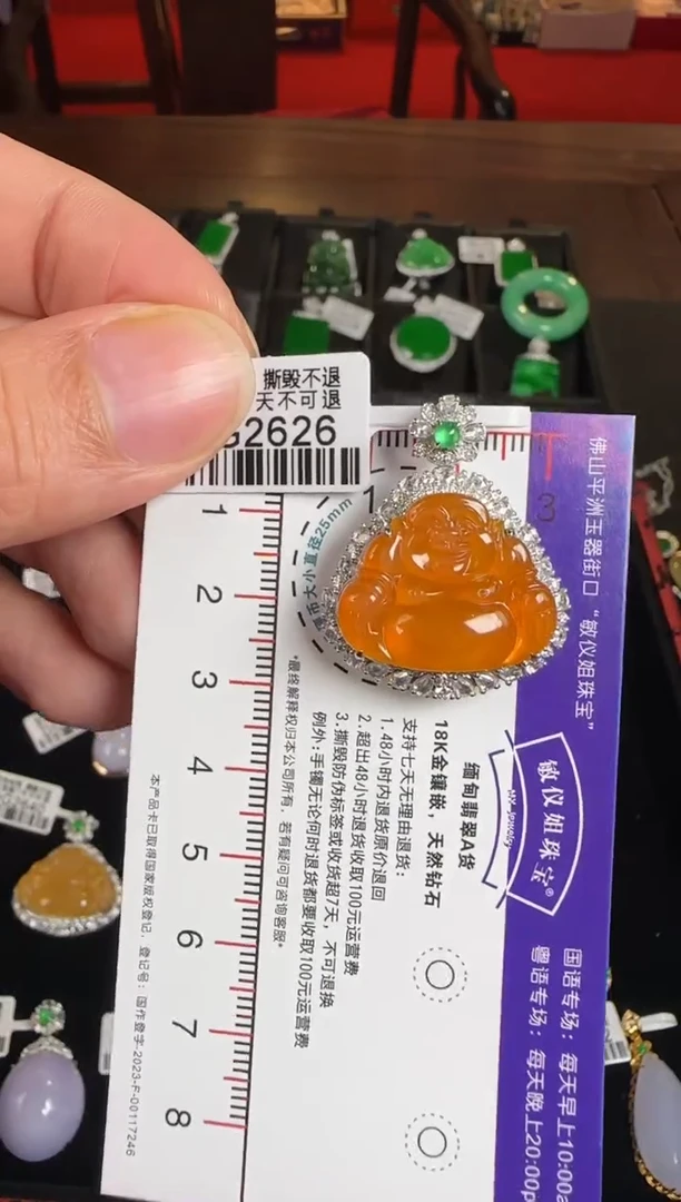 颈饰18K金镶嵌翡翠DG2626 冰红佛公