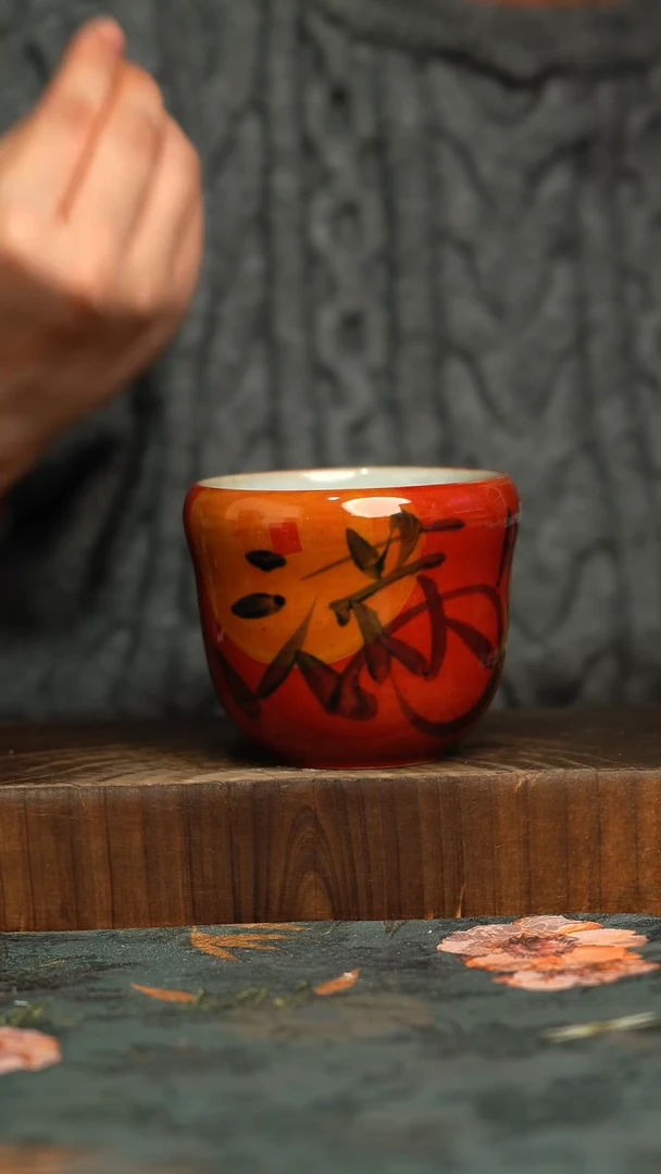 杯釉下彩手工手绘同款陶器