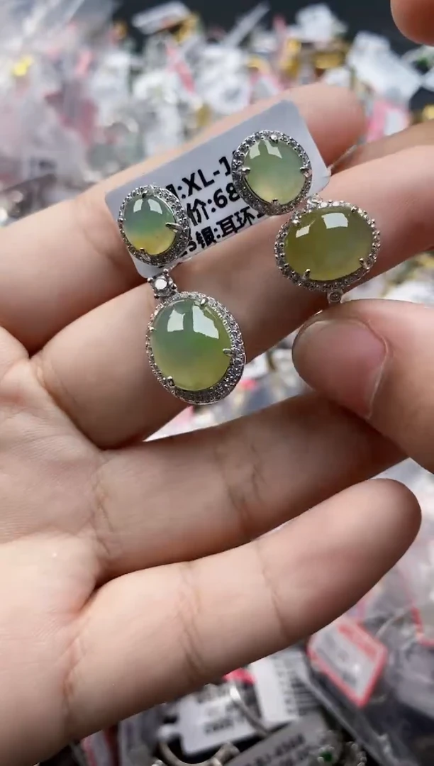 翡翠戒指银S925镶嵌7777      6