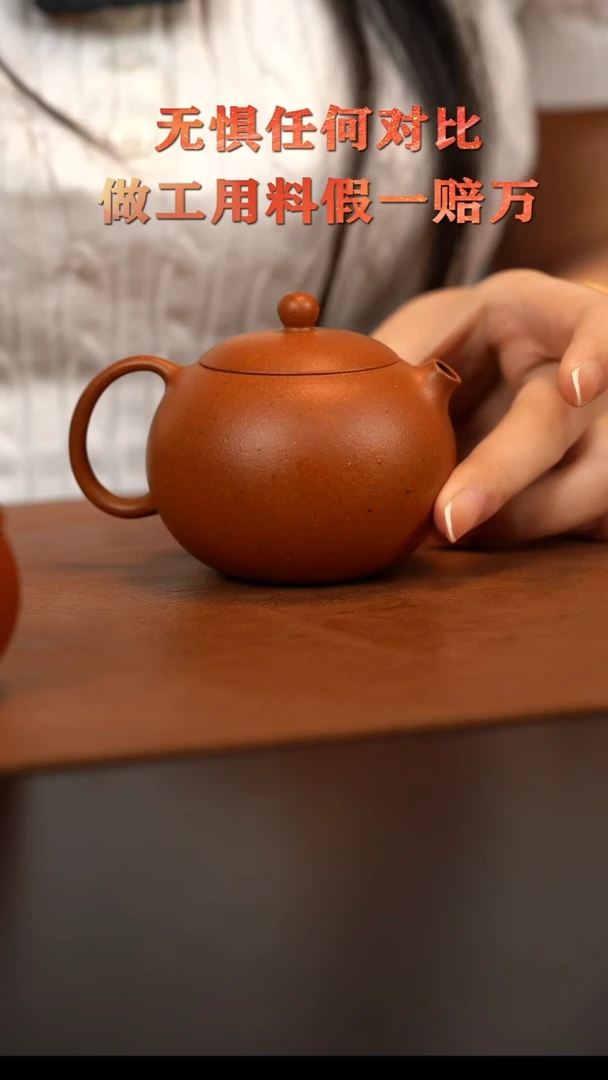 原矿紫砂茶壶  红泥