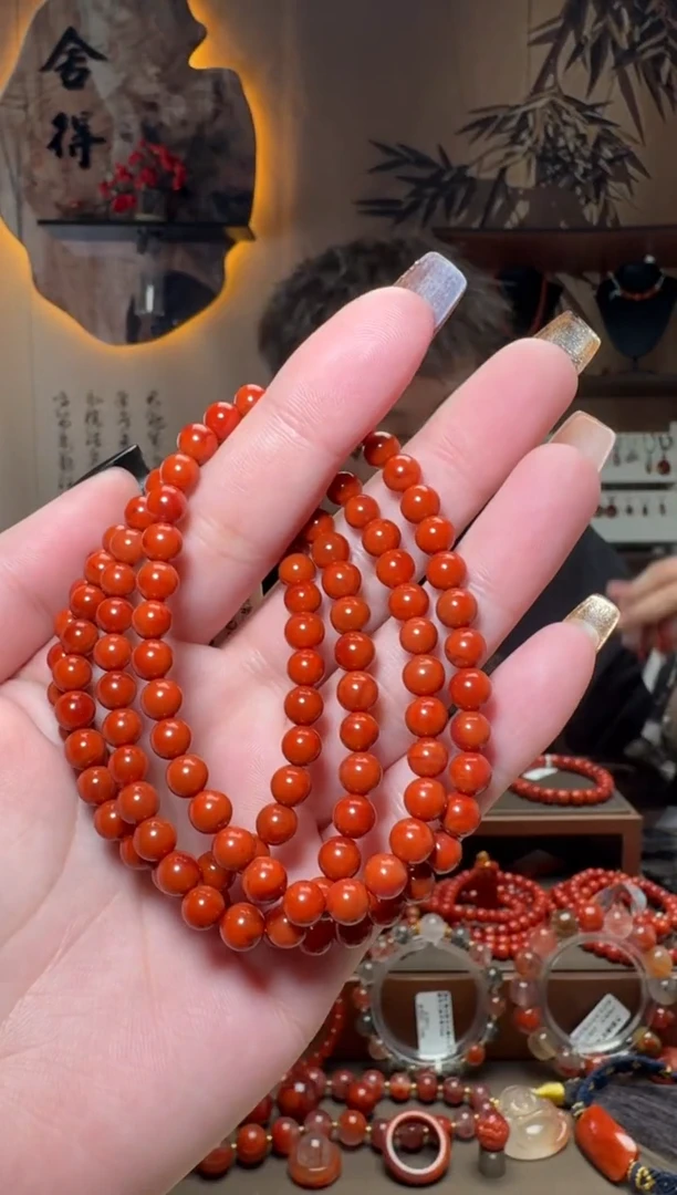 未镶嵌原矿无优化无注胶手串南红玛瑙一条5.5mm+