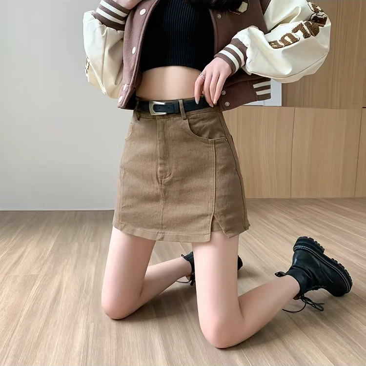 2025新款高腰牛仔显瘦短裙女春夏季时尚百搭弹力包臀工装a字裤裙