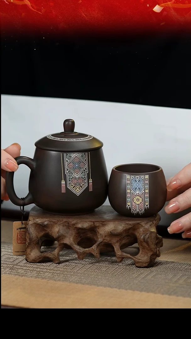 【闪购商品】壮锦彩绘水杯带主人杯