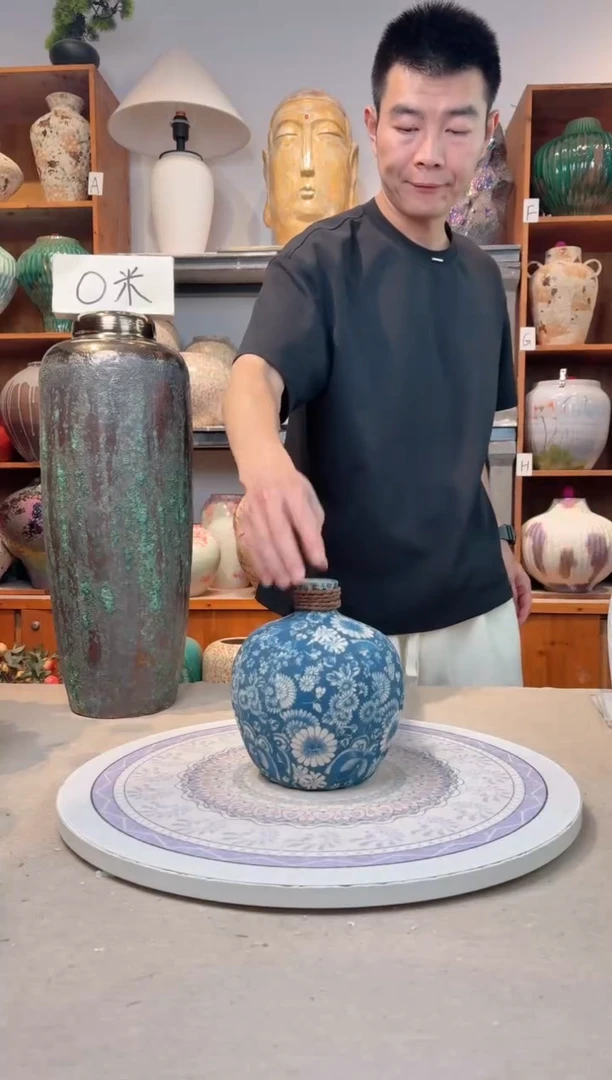瓶陶瓷花瓶  福利  青花麻绳小号  不装水