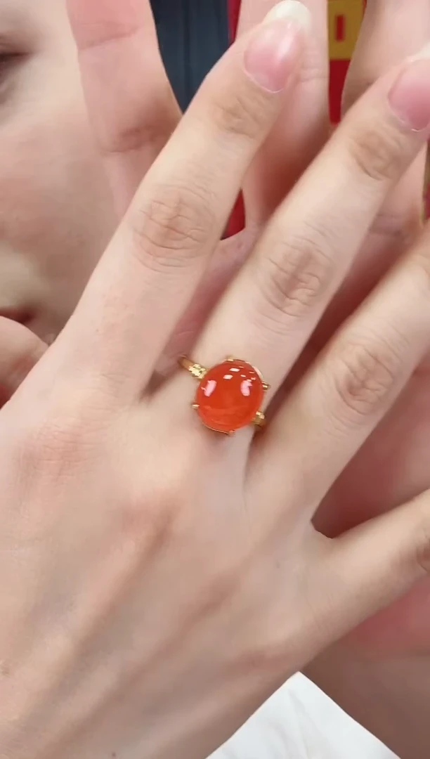 南红玛瑙戒指银S925镶嵌一个/条