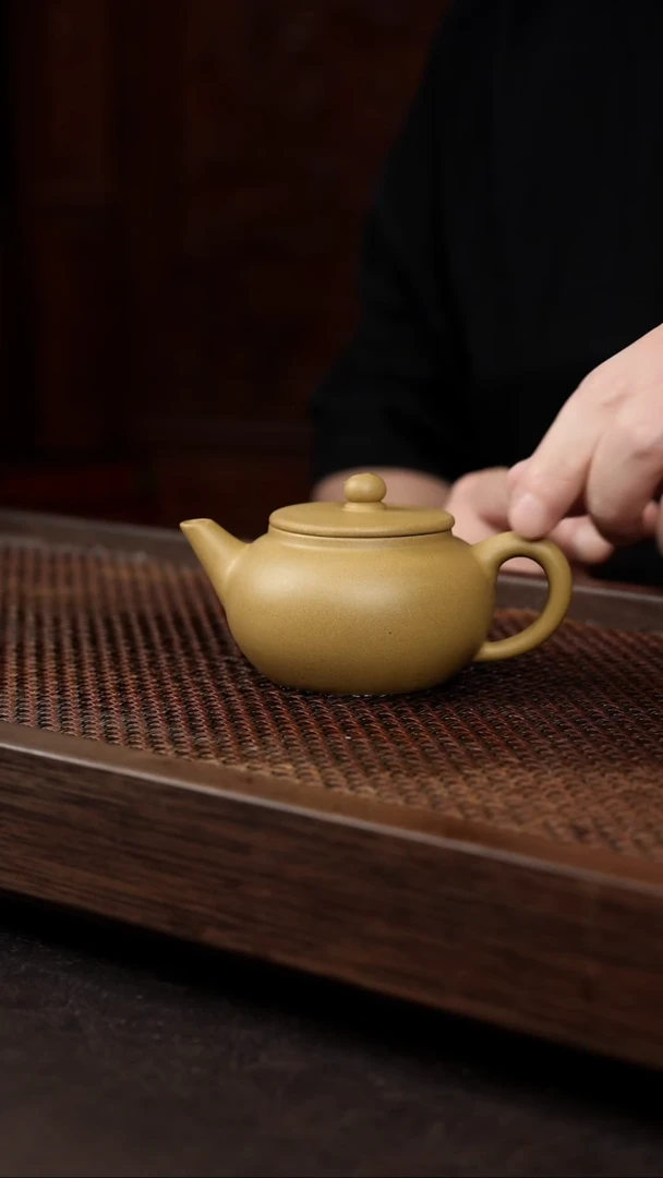 茶壶紫砂黄金段平盖水平