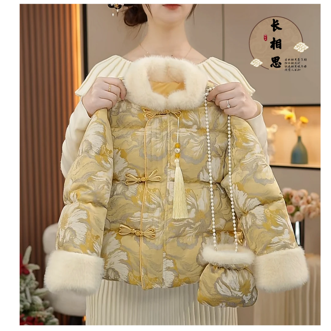 女童拜年服国风加棉棉服女童过年服2025新款