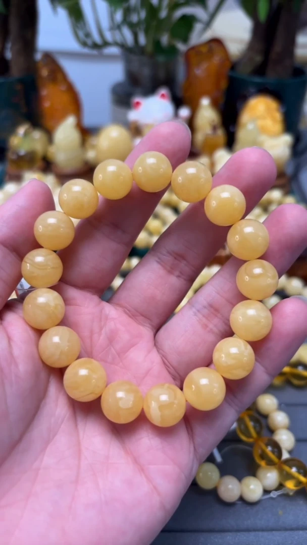 手串蜜蜡未镶嵌p77俄料精品鸡油黄蜜蜡单圈 19.82克 12+mm