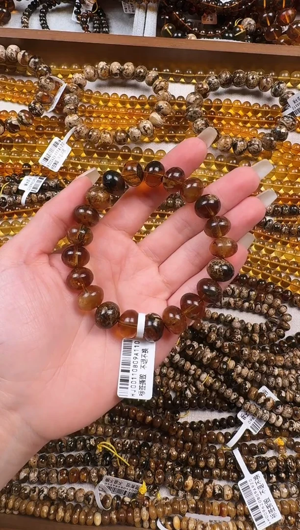 未镶嵌琥珀手链星****间精品花珀12MM