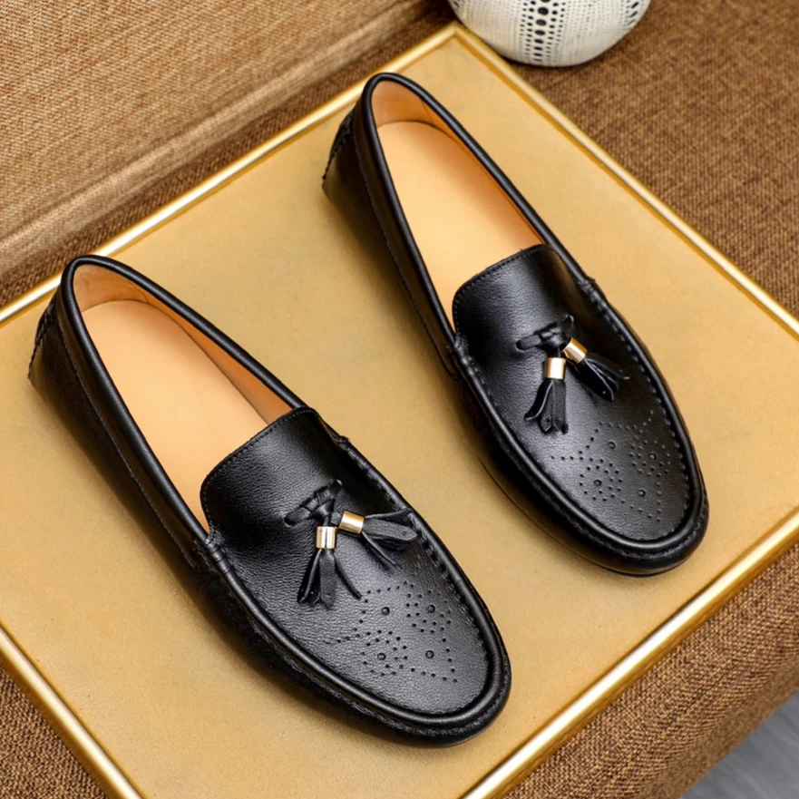 潮牌豆豆鞋男士新款2025欧洲站时尚轻奢潮流百搭低帮真皮驾车鞋