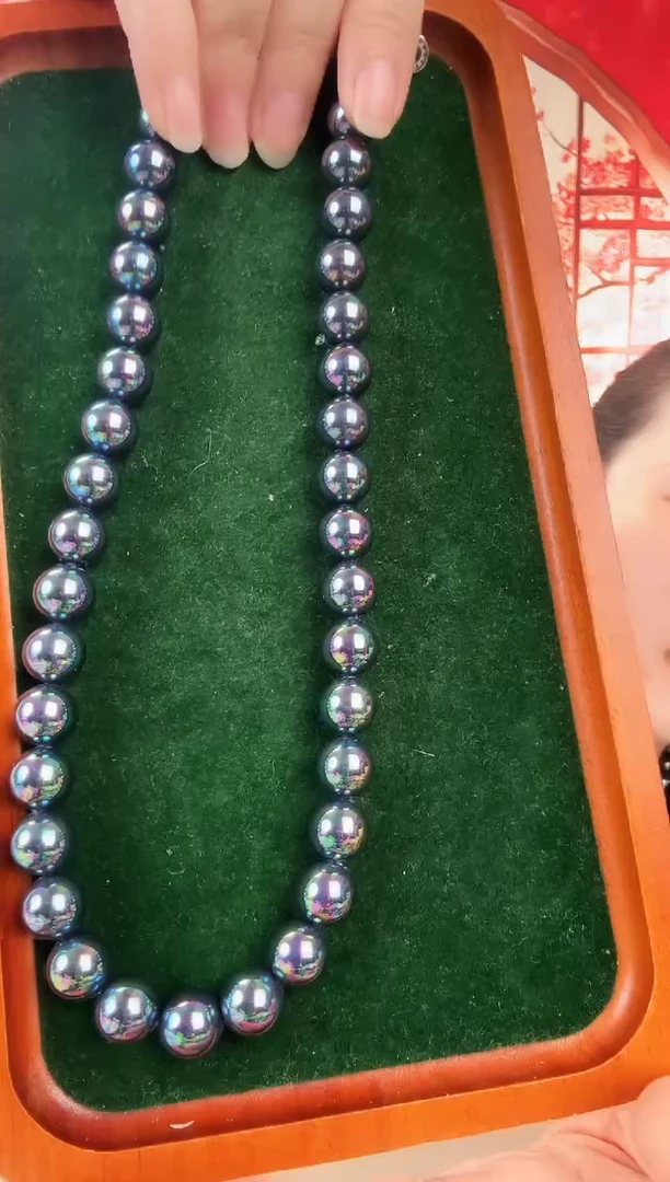 主播定制款荧光蓝1.2圆珠项链