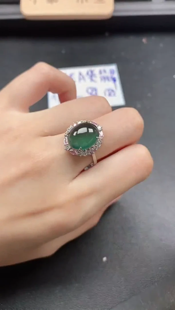 翡翠戒指银S925镶嵌51511