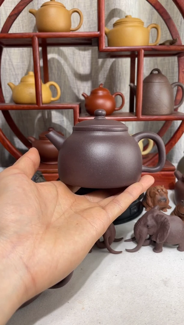 【闪购商品】紫砂茶壶大水潭黑紫泥仲芳圆壶220cc