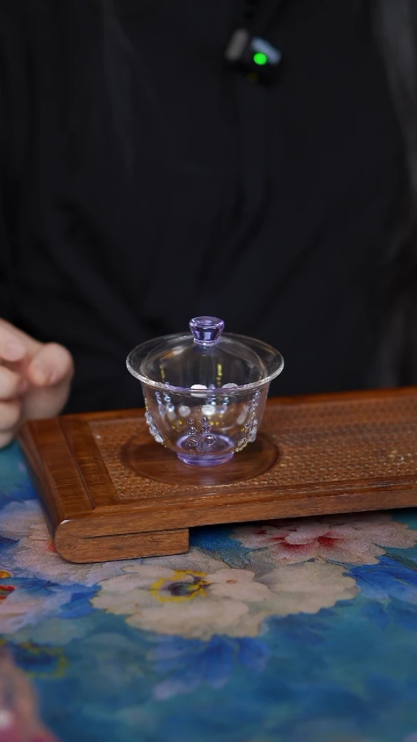 手工玻璃 紫藤盖碗