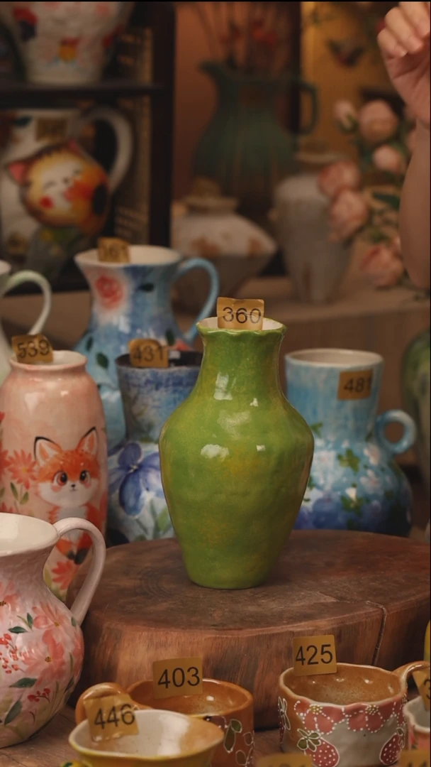 陶瓷360景德镇设计师手作花器摆件侘寂风