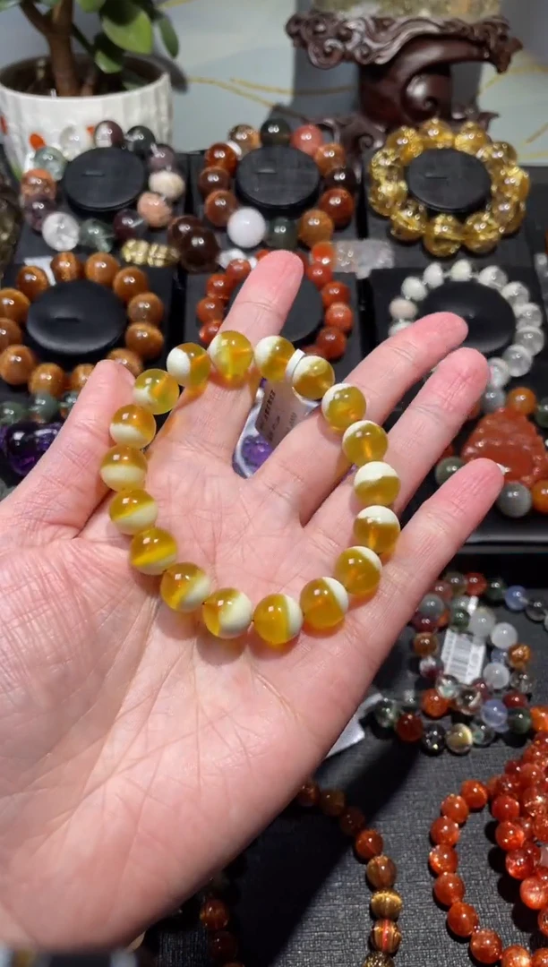 【闪购商品】葡萄石手链未镶嵌金葡萄聚宝盆手链11mm左右